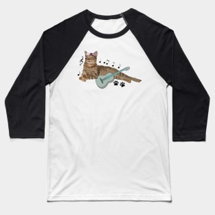 Cat Play Guitar Baseball T-Shirt